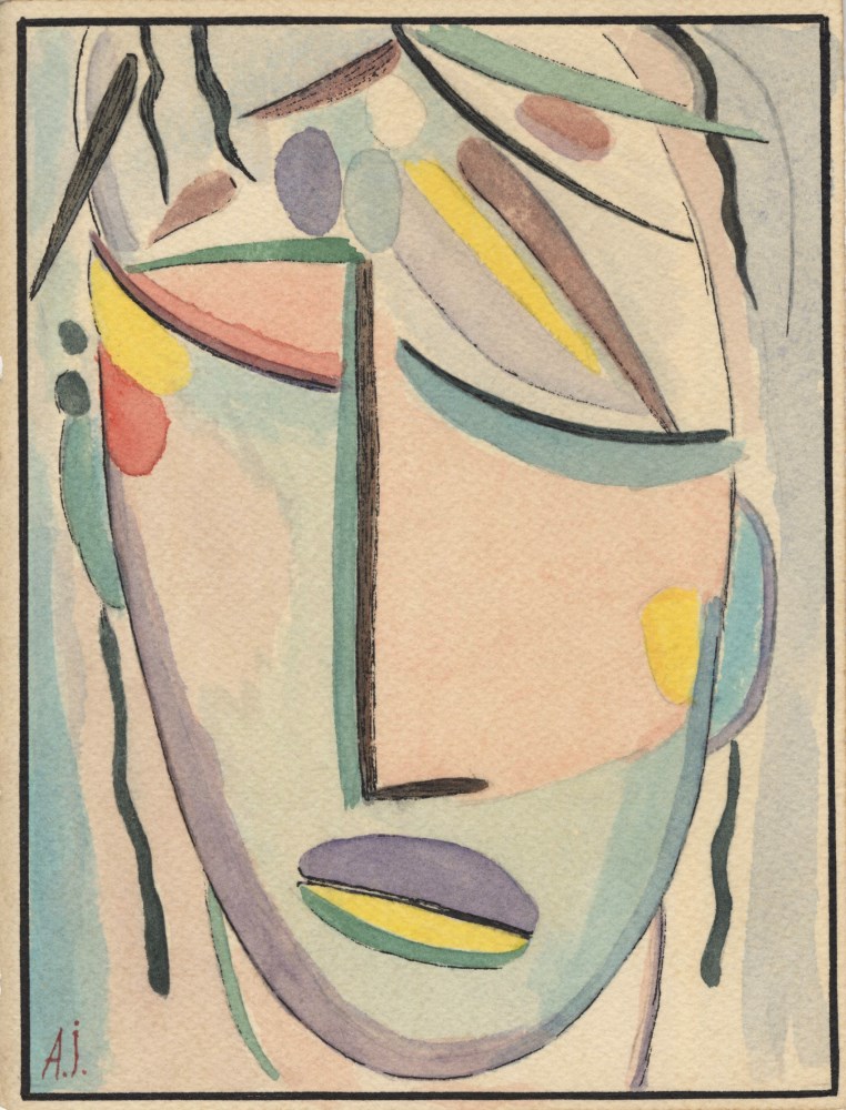 ALEXEJ VON JAWLENSKY - Weiblicher Kopf - Watercolor and pen and ink on paper