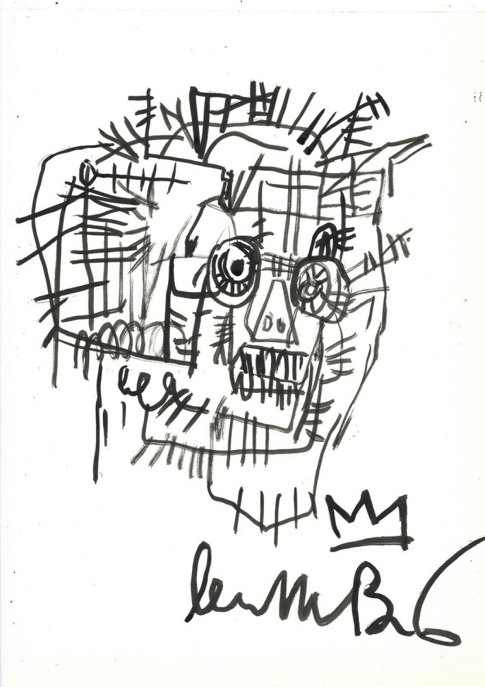 JEAN-MICHEL BASQUIAT - Untitled Portrait - Marker drawing on paper