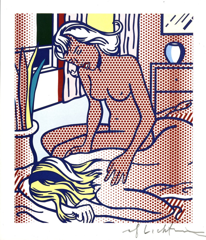 ROY LICHTENSTEIN - Two Nudes, State I - Color relief print