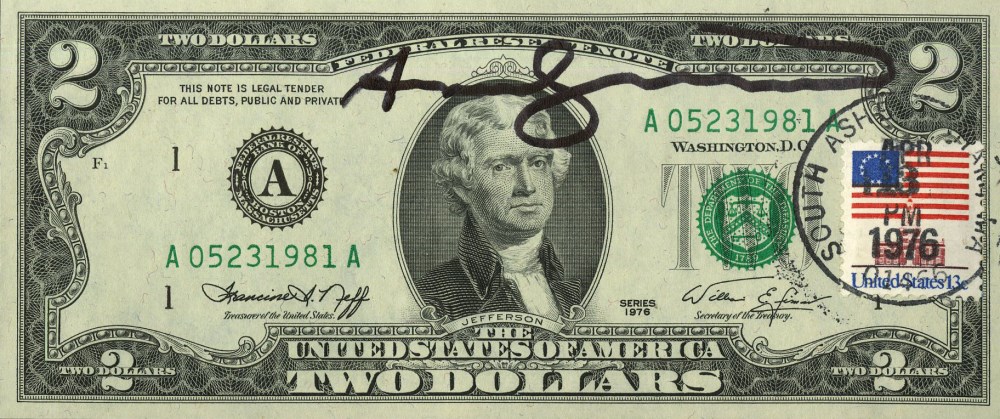 ANDY WARHOL - Two Dollar Jefferson - Color engraving and letterpress