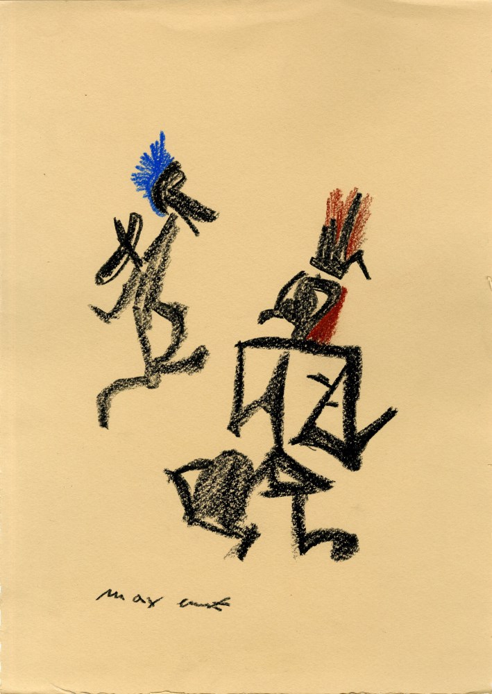 MAX ERNST - Untitled - Oil pastel or crayon drawing on paper