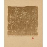 GUSTAVE BAUMANN - Dancing Indian Girls - Original color woodcut