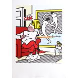 ROY LICHTENSTEIN - Tintin Reading II - Color offset lithograph