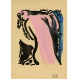 SHIKO MUNAKATA - Female Nude from Behind - Woodcut with watercolor handcoloring