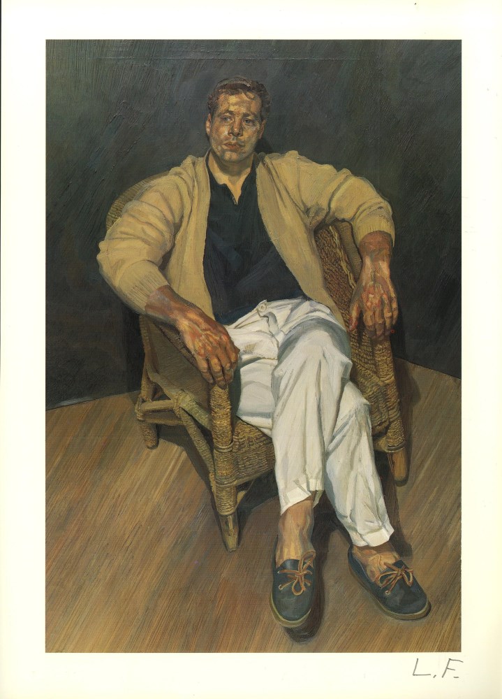 LUCIAN FREUD - Man in a String Chair - Color offset lithograph