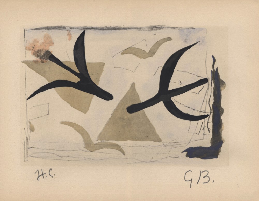 GEORGES BRAQUE - Oiseaux - Original hand-colored gouache pochoir on collotype