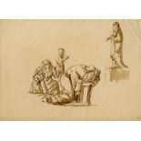 ITALIAN SCHOOL [17th-18th century] - Adoration of the Virgin - Pen and ink with wash drawing