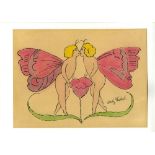 ANDY WARHOL - Two Butterflies - Watercolor & ink on paper