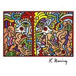 KEITH HARING - Dolphin Man - Color offset lithograph