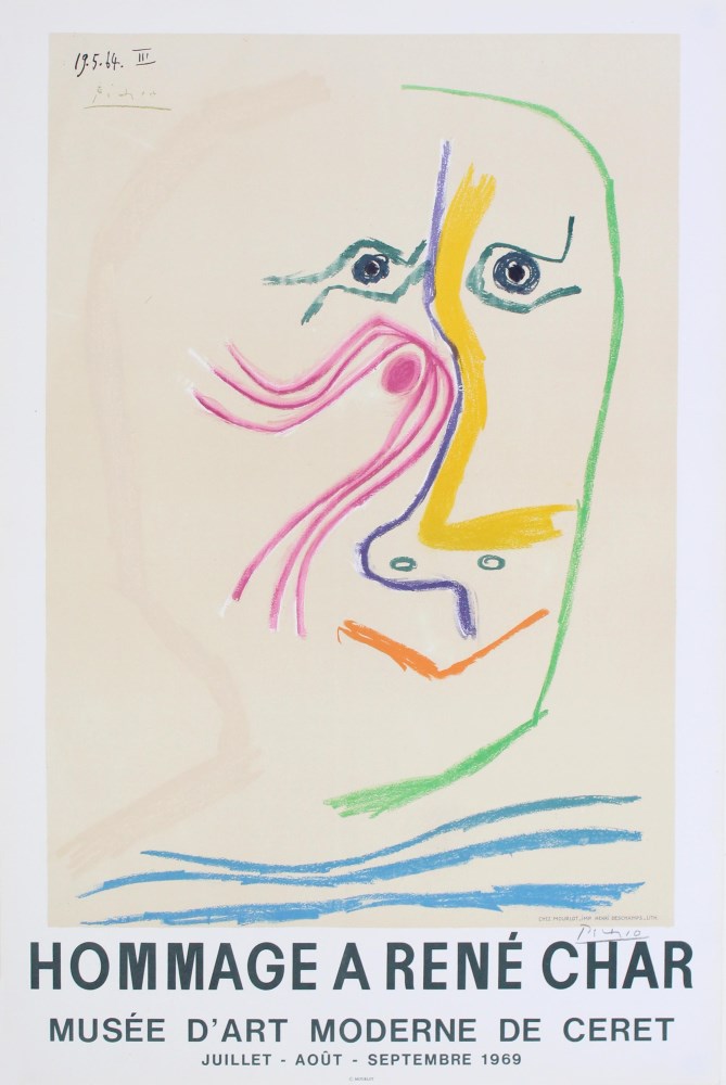 PABLO PICASSO - Hommage a Rene Char - Color lithograph