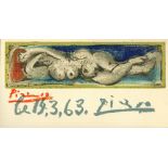 PABLO PICASSO - Femme nue couchee - Original color lithograph