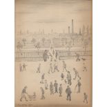 L. S. LOWRY - Street Scene with Figures - Pencil drawing on paper