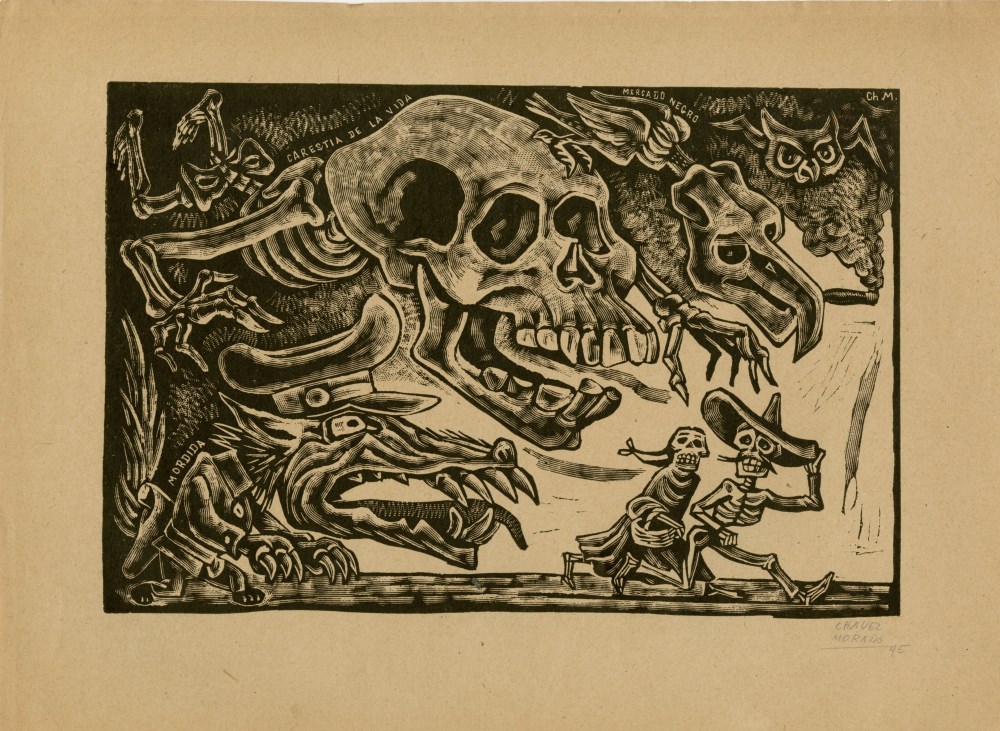 JOSE CHAVEZ MORADO - Calavera contra el Pueblo - Woodcut