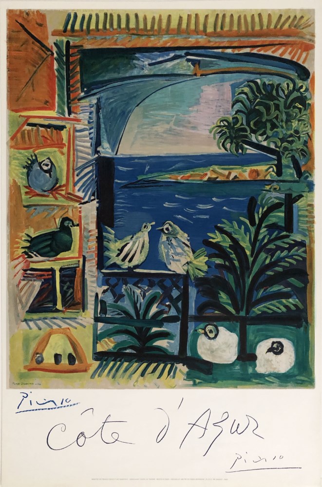 PABLO PICASSO - Cote d'Azur - Original color lithograph