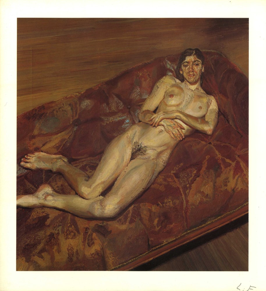 LUCIAN FREUD - Naked Portrait on a Red Sofa - Color offset lithograph