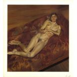 LUCIAN FREUD - Naked Portrait on a Red Sofa - Color offset lithograph
