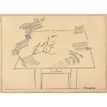 SAUL STEINBERG - Ink (Drawing Table) II - Ink drawing on paper