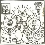 KEITH HARING - Three Pigs - Lithograph