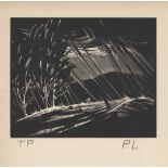 PAUL LANDACRE - Downpour - Wood engraving
