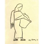 DIEGO RIVERA - Mujer con Canasta - Pencil drawing on paper