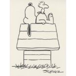 CHARLES SCHULZ - Snoopy and Woodstock - Marker drawing on paper