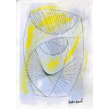 BARBARA HEPWORTH [d'apres] - Drawing for Pierced Form - Watercolor, ink, and colored pencil drawi...