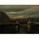 John Stein (South African 1942-) TWO LIGHTHOUSES AT KALK BAY HARBOUR signed and dated 2015 on the