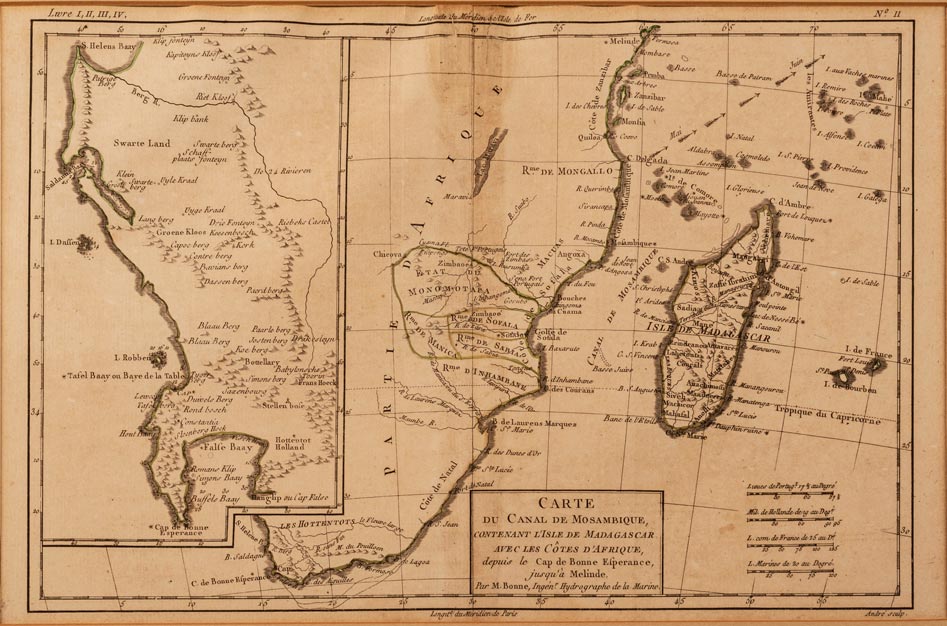 Rigobert Bonne CARTE DU CANAL DE MOSAMBIQUE, CONTENANT L’ISLE DE MADAGASCAR AVEC LES CÔTES D’