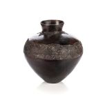 ZULU BEER POT, 2015 Clay pot uphiso with everted neck encircled with engraved triangles, the