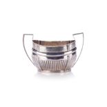 A GEORGE III SILVER SUGAR SILVER BASIN, POSSIBLY THOMAS LAMBORN, SHEFFIELD, 1805 Oval, reeded rim