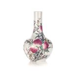 A CHINESE FAMILLE ROSE ‘PEACHES’ BOTTLE VASE, TIANQIUPING, LATE REPUBLIC PERIOD, 1912 – 1949 The