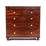 A MAHOGANY CHEST OF DRAWERS, 19TH CENTURY The rectangular top above a plain frieze, a pair of