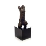 Sydney Alex Kumalo (South African 1935-1988) THE KNEELING WOMAN signed bronze on wooden base height: