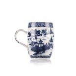 A CHINESE BLUE AND WHITE ‘NANKING’ TANKARD, QING DYNASTY, QIANLONG 1735 – 1796 Oval, applied with an