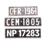 TWO CAPE PROVINCE AND ONE NATAL NUMBER PLATE, 1960s (3)