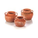 A SET OF THREE CHINESE TERRACOTTA ‘ORCHID’ VESSELS, QING DYNASTY, LATE 19TH CENTURY Each