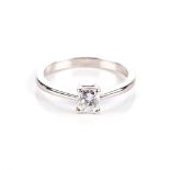 A DIAMOND SOLITAIRE RING Claw-set to the centre with a radiant-cut diamond weighing 0.565ct,