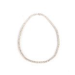 A DIAMOND LINE NECKLACE Each link claw-set with a round brilliant-cut diamond weighing approximately