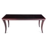 A SABRE DINING TABLE, MANUFACTURED BY PIERRE CRONJE The rectangular top above a plain sloping