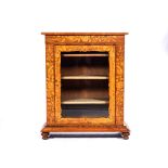 A VICTORIAN WALNUT AND INLAID DISPLAY CABINET The rectangular top above a plain frieze, a glazed