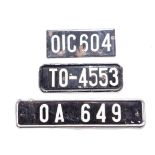 THREE FREE STATE NUMBER PLATES, 1960s (3)