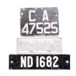 TWO CAPE TOWN AND ONE DURBAN NUMBER PLATE, 1950s (3)