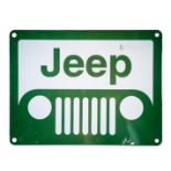 AN ENAMELLED JEEP ADVERTISING SIGN 30 by 22,6cm