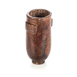 ZULU SMALL MILK OR FOOD PAIL, KWAZULU-NATAL Cylindrical vessel in light wood with slightly raised,