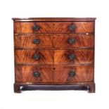 A GEORGE III MAHOGANY BOW-FRONT CHEST-OF-DRAWERS The top above a plain frieze, four conforming