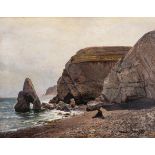 Hermann Eschke (German 1823-1900) WATCOMBE BAY signed, titled 'Watcombe Bay', and dated 6/7.72 oil