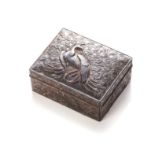 A JAPANESE BRONZE ‘PEACOCK’ CASKET, MEIJI PERIOD, 1868 – 1912 Rectangular, the hinged domed cover