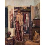 Marguerite Kaufmann (South African 1930-) NUDE DRESSING signed and dated 1953 oil on board