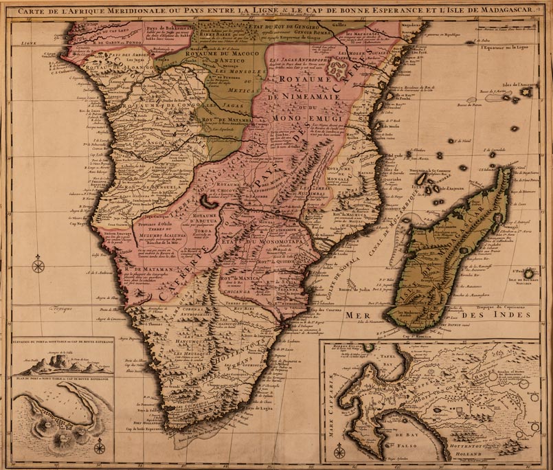 Nicholas Visscher CARTE DE L'AFRIQUE MERIDIONALE OU PAYS ENTRE LA LIGNE & LE CAP DE BONNE