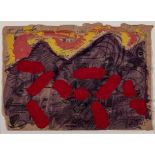 A.R. Penck ( -) DIE FRAGE NACH DER STAATS... signed with title and a number of inscriptions in